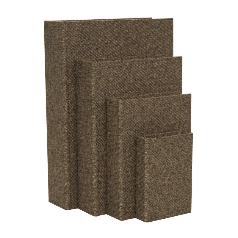 Roche River Decor - Linen Fabric Chevron Patterned or Texxtured Faux Book Storage Box - Set of 3 or 4 Multi-Colored