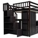 preview thumbnail 22 of 25, Full Size Loft Bed with Stairs, Bookshelf, Desk & Wardrobe - Space-Saving Multifunctional Furniture for Kids & Teens-White
