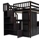 preview thumbnail 43 of 55, Space-Saving Loft Bed with Storage Stairs & Two Drawers, Wooden Full Bed Frmae wiht Shelves Wardrobe, Movable table & Side Desk