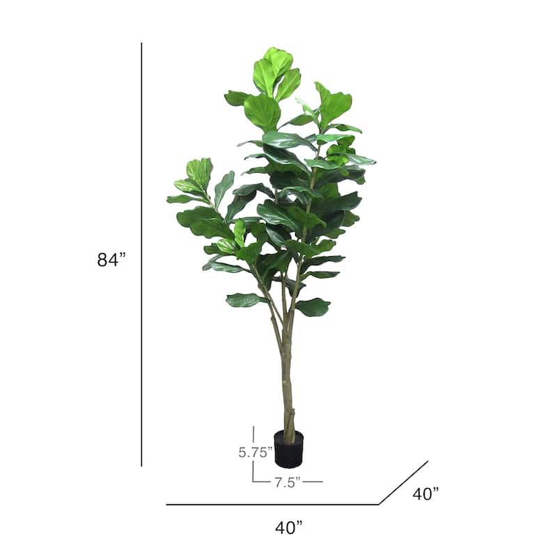 7ft Artificial Fiddle Leaf Fig Tree Plant in Black Pot - 84" H x 40" W x 40" DP