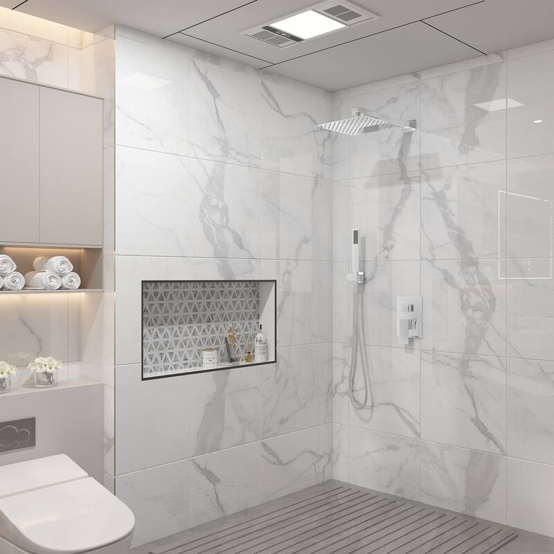 10 Inch Square Bathroom Shower System Set, 2-Function Shower Faucet