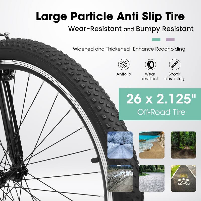 Ecarpat 26 Inch Mountain Bike, 21-Speed V-Brake, Front Suspension, Carbon Steel Frame Mountain Bike