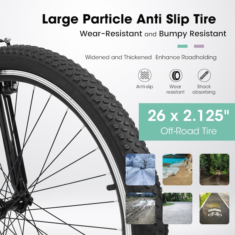 Ecarpat 26 Inch Mountain Bike,21-Speed V-Brake,Front Suspension,Carbon Steel Frame Mountain Bike