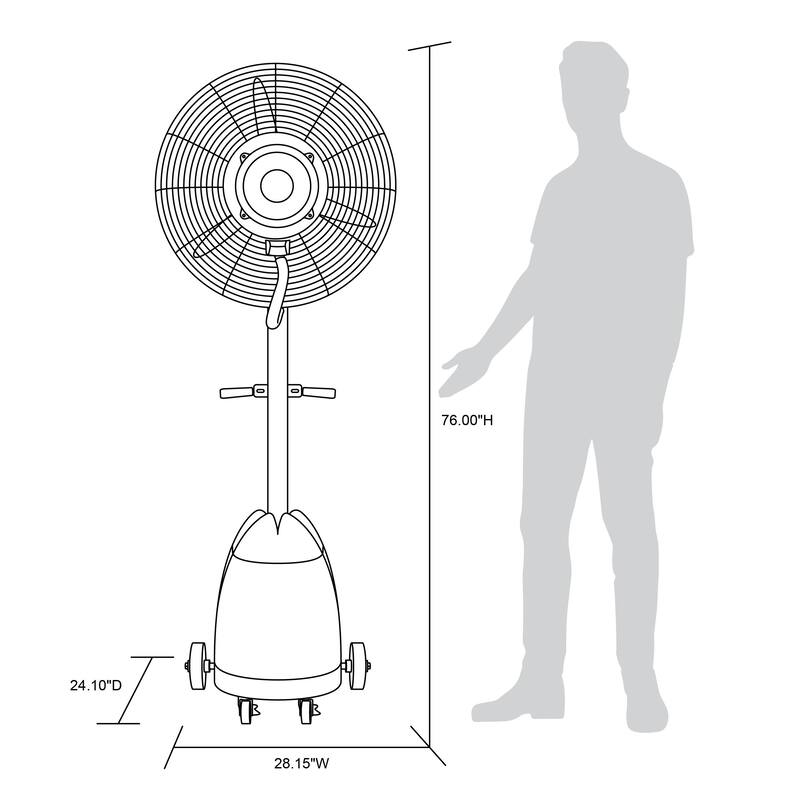 NewAir 26” Pedestal Misting Fan with 8700 CFM of Power and Adjustable Mist Settings