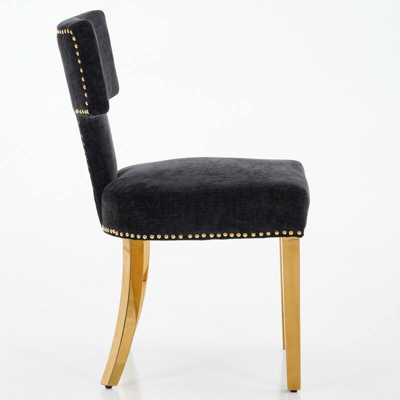 Roomfitters Mid-Century Modern Dining Chairs Set of 2, Chenille Upholstered Curved Back Accent Chairs