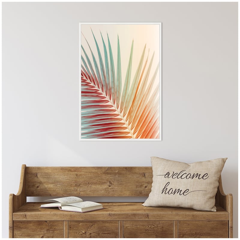 Kate and Laurel Sylvie Spring Palm Framed Canvas by Alicia Bock