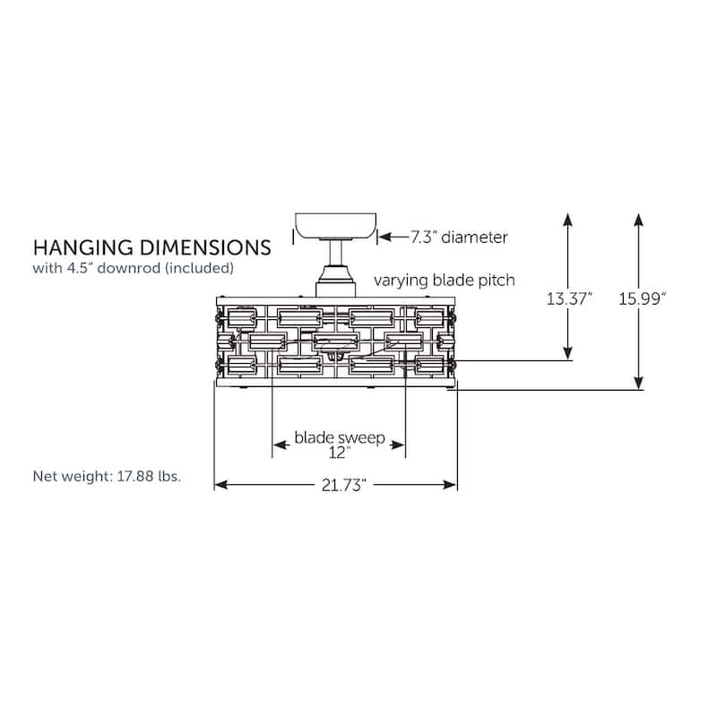 Klout 22 inch Indoor Ceiling Fan with Clear Blades and LED Light Kit - Brushed Satin Brass - Brushed Satin Brass