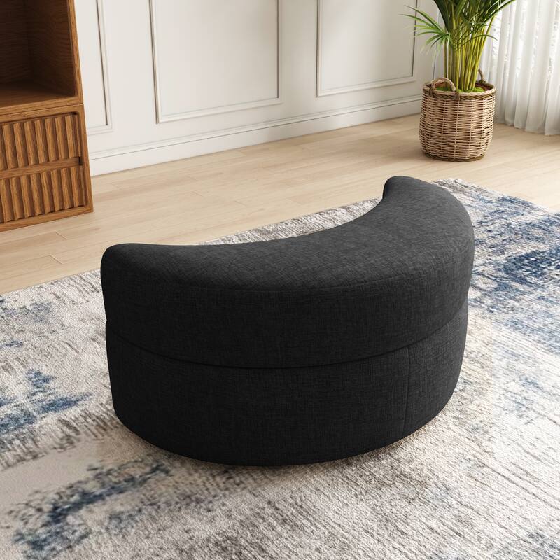 Moon Crescent Storage Upholstered Ottoman