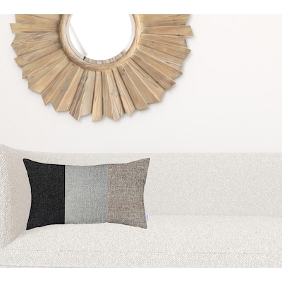 HomeRoots 12" X 20" Black And Brown Geometric Zippered Handmade Polyester Lumbar Pillow Cover