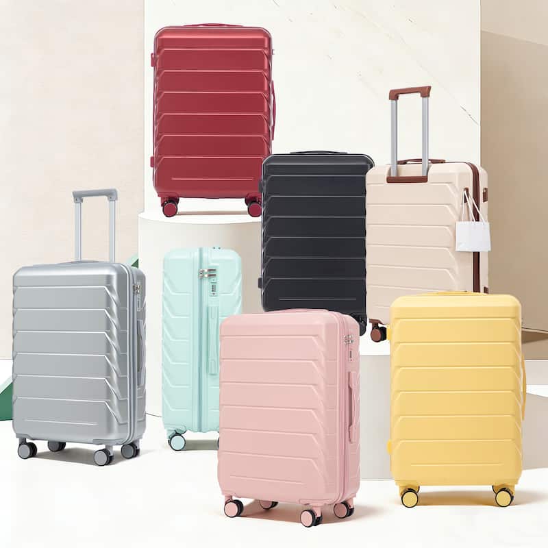 28 Inch Large Checked Luggage, Scratch Resistant Surface Four Multi-Directional Wheels, With Combination Lock and Side Hooks
