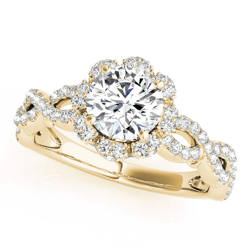 Auriya 14k Yellow Gold Lab Grown Round Diamond Halo Engagement Ring 0.50 to 5.00 ct. tw. (F-G VS) - 1.75 ct. center - 8