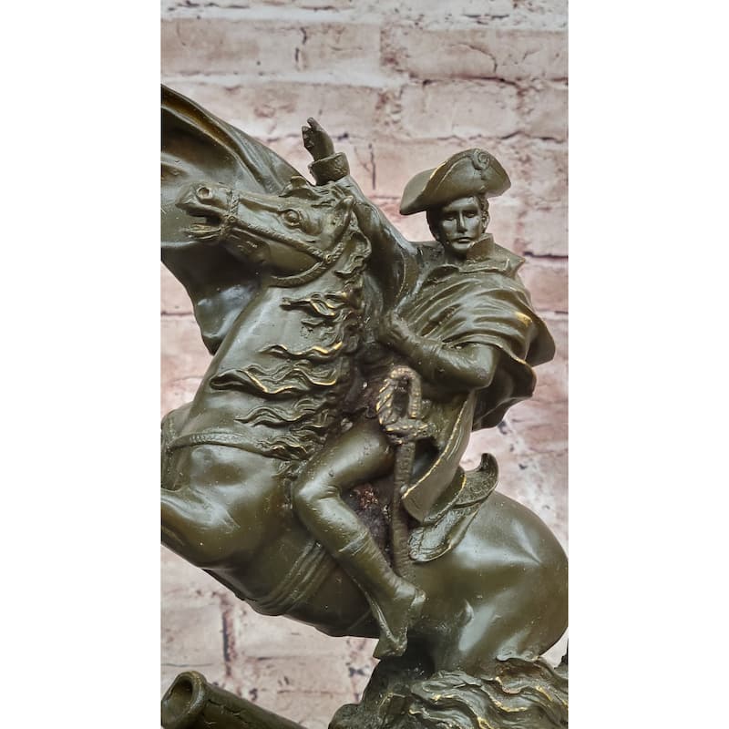 Bronze Napoleon Crossing The Alps On Imitative Horse Statue – Historical Military Art