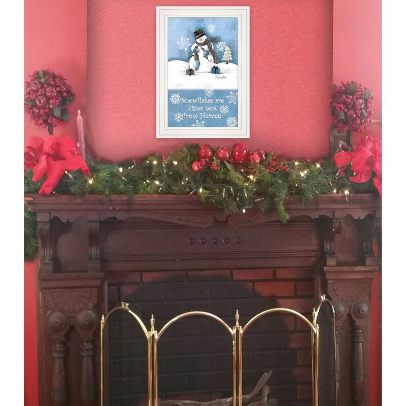 TrendyDecor4U Farmhouse "Trendy Snowman" Framed Wall Art by Diane Kater - Snow
