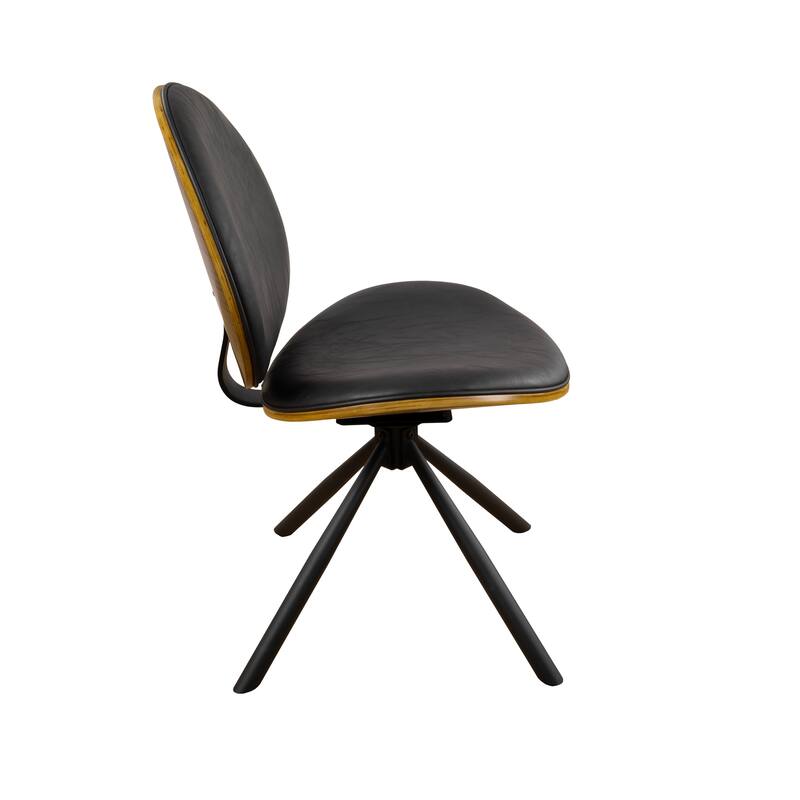 HomeRoots Black Upholstered Faux Leather And Metal Dining Side Chair - 21.06 in. x 32.87 in. x 23.62 in.