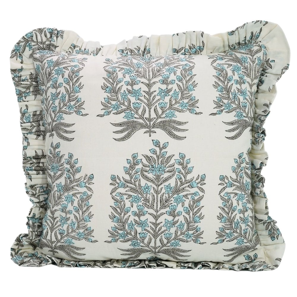 Indian Handblock Print Frill Cushion Cover by Fabdivine- VRINDAVAN