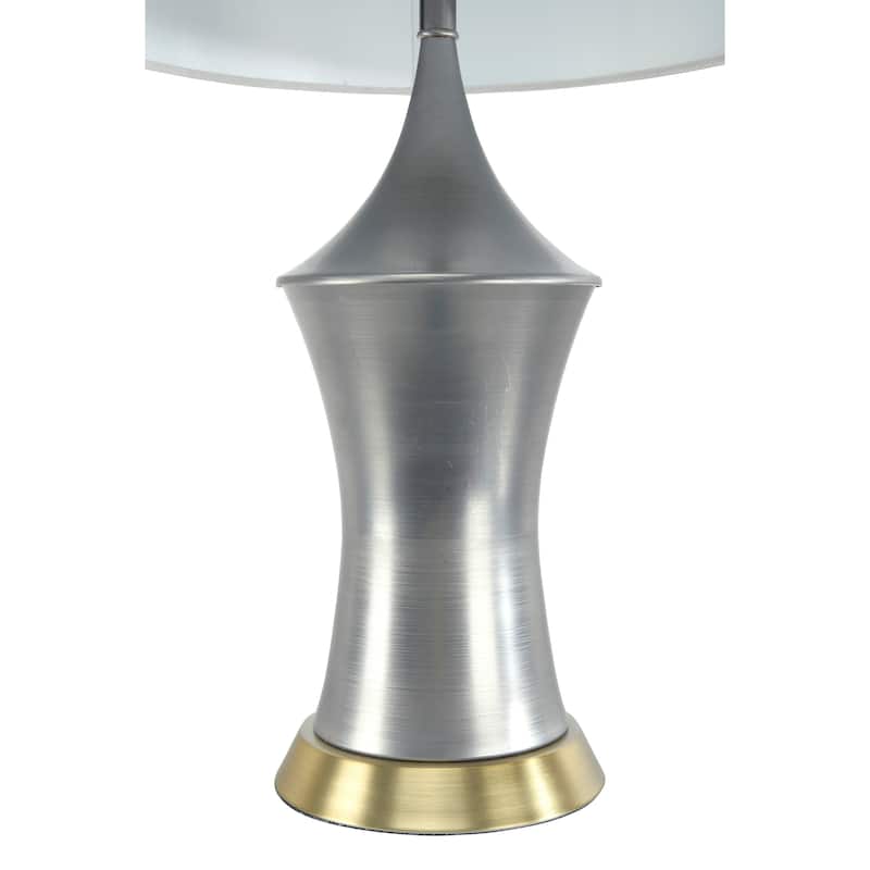 Vintage 2-Tone Metal Table Lamp with Linen Drum Shad