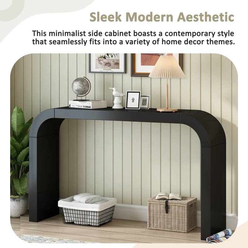 Mirod Modern Minimalist Console Table, Sleek Design for Versatile Use in Living Room, Hallway, and Bedroom - Black-1