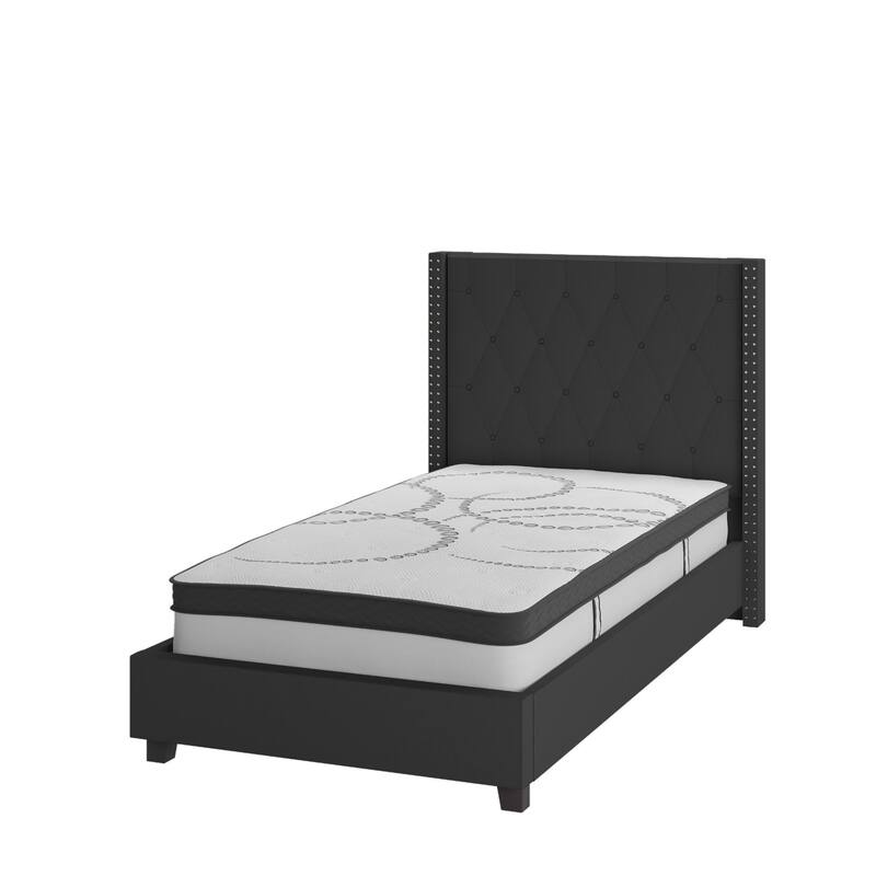 Tufted Platform Bed with 10 Inch Pocket Spring Mattress
