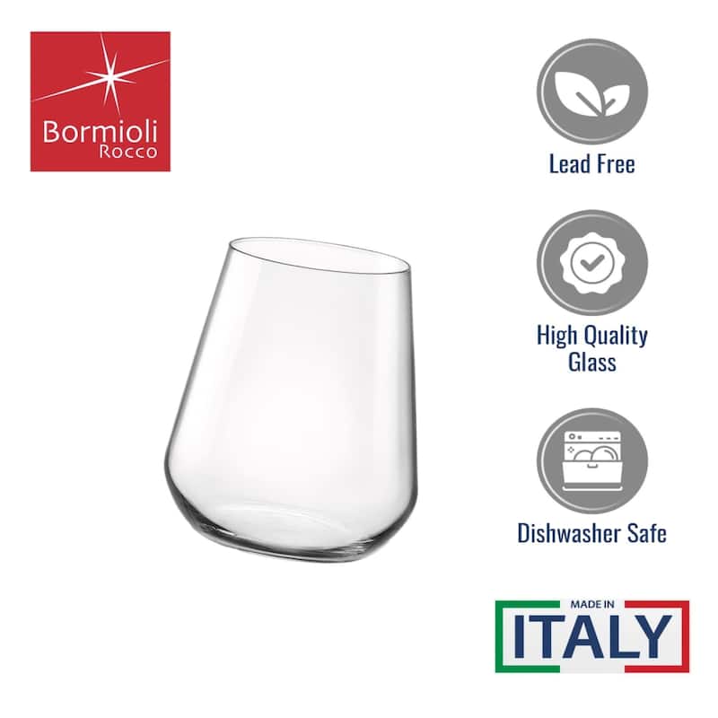 Bormioli Rocco Set of 6 InAlto Uno Stemless Wine Glass - 15.25 oz.