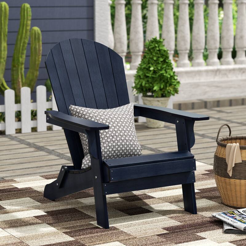 Vineyard HIPS Outdoor Folding Eco-Friendly All Weather Seashell Adirondack Chair - Navy