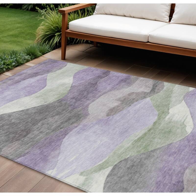 HomeRoots Abstract Transitional Rectangle Outdoor Rug - 10' X 14'