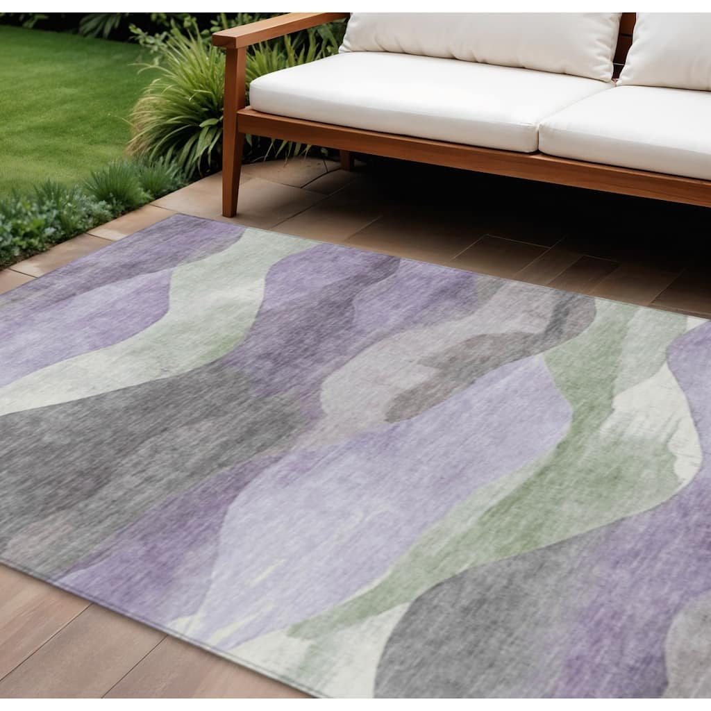 HomeRoots Abstract Transitional Rectangle Outdoor Rug