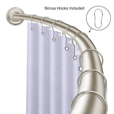 Utopia Alley Rustproof Wall Mounted Single Curved Shower Rod, Aluminum, adjustable from 45" to 72" Wide, Brushed Nickel