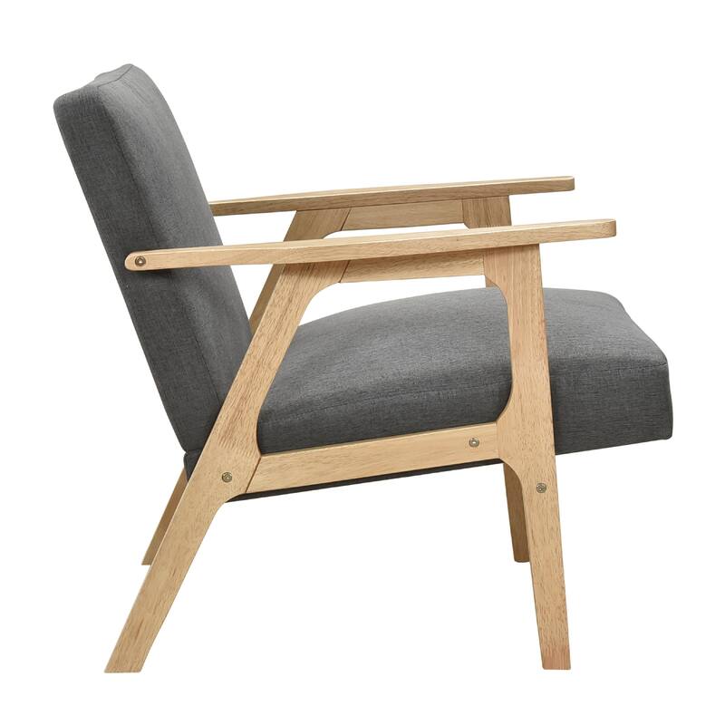 Cathy Accent Club Armchair, Soft Dark Gray, Natural Brown Wood
