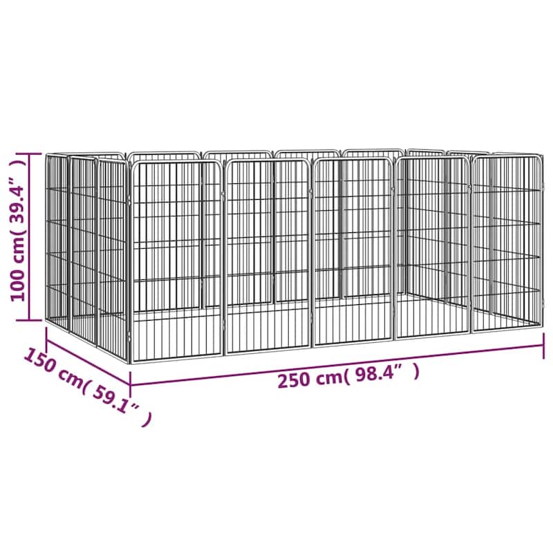 vidaXL Dog Playpen Kennel Dog Cage Puppy Pet Exercise Wire Fence Steel Black