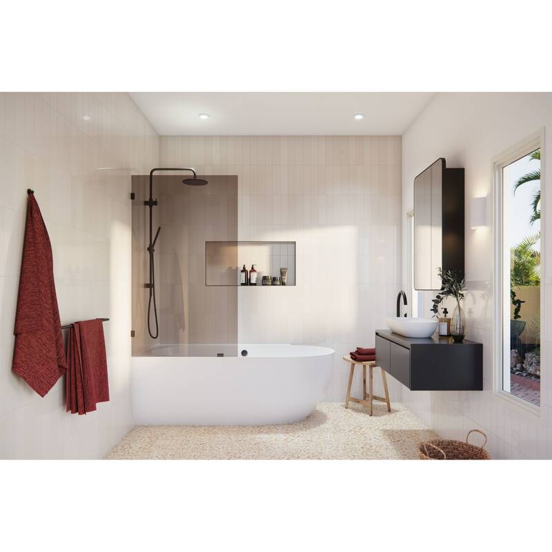 Glass Warehouse BTBF-34 Ursa 58-1/4" High x 34" Wide Shower Screen - Matte Black