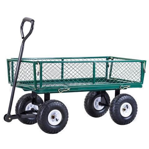 Gymax Heavy Duty Lawn Garden Utility Cart Wagon Wheelbarrow Steel