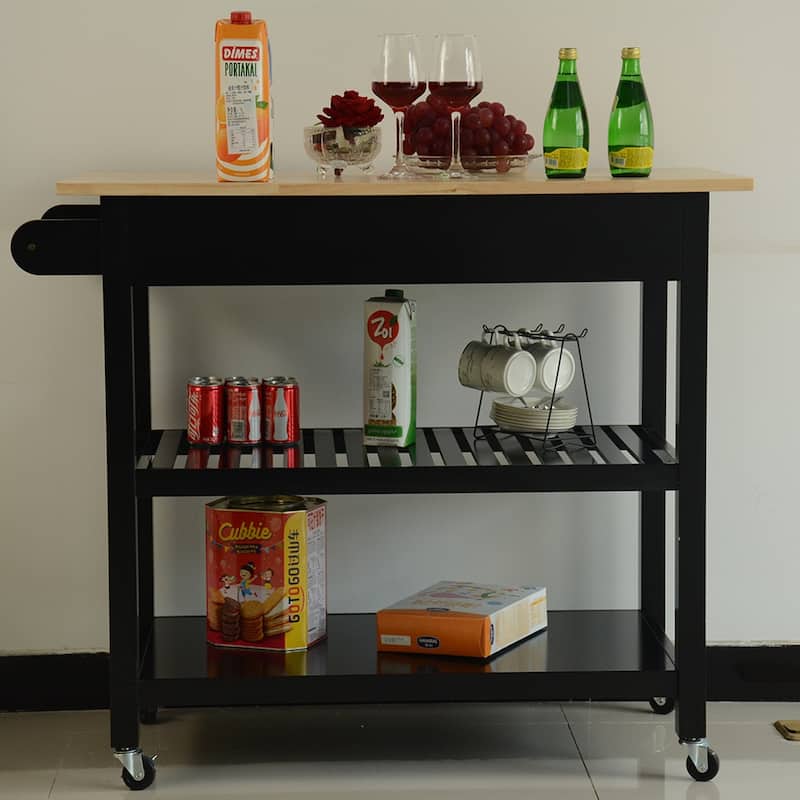 40'' Mobile Kitchen Island & Kitchen Cart,with Two Lockable Wheels