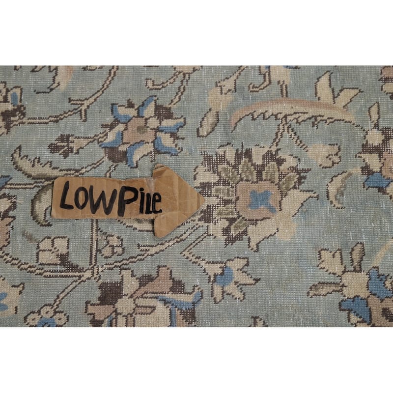Blue Floral Medallion Tabriz Persian Area Rug Hand-Knotted Wool Carpet - 9'5"x 12'7"