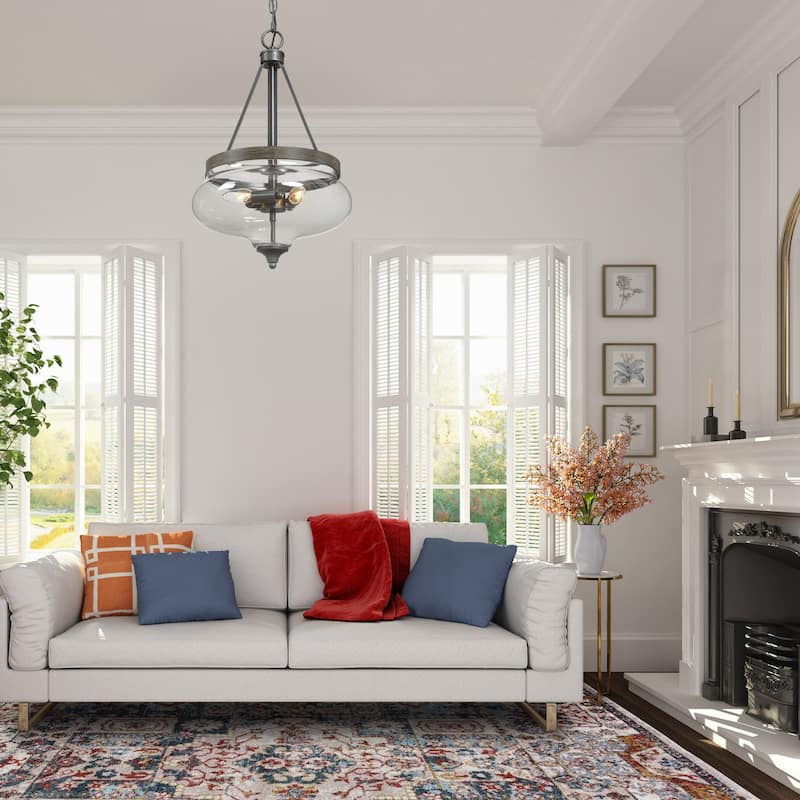 Farmhouse 3-light Glass Ceiling Pendant Lights Chandeliers for Kitchen Island Dining, Living Room