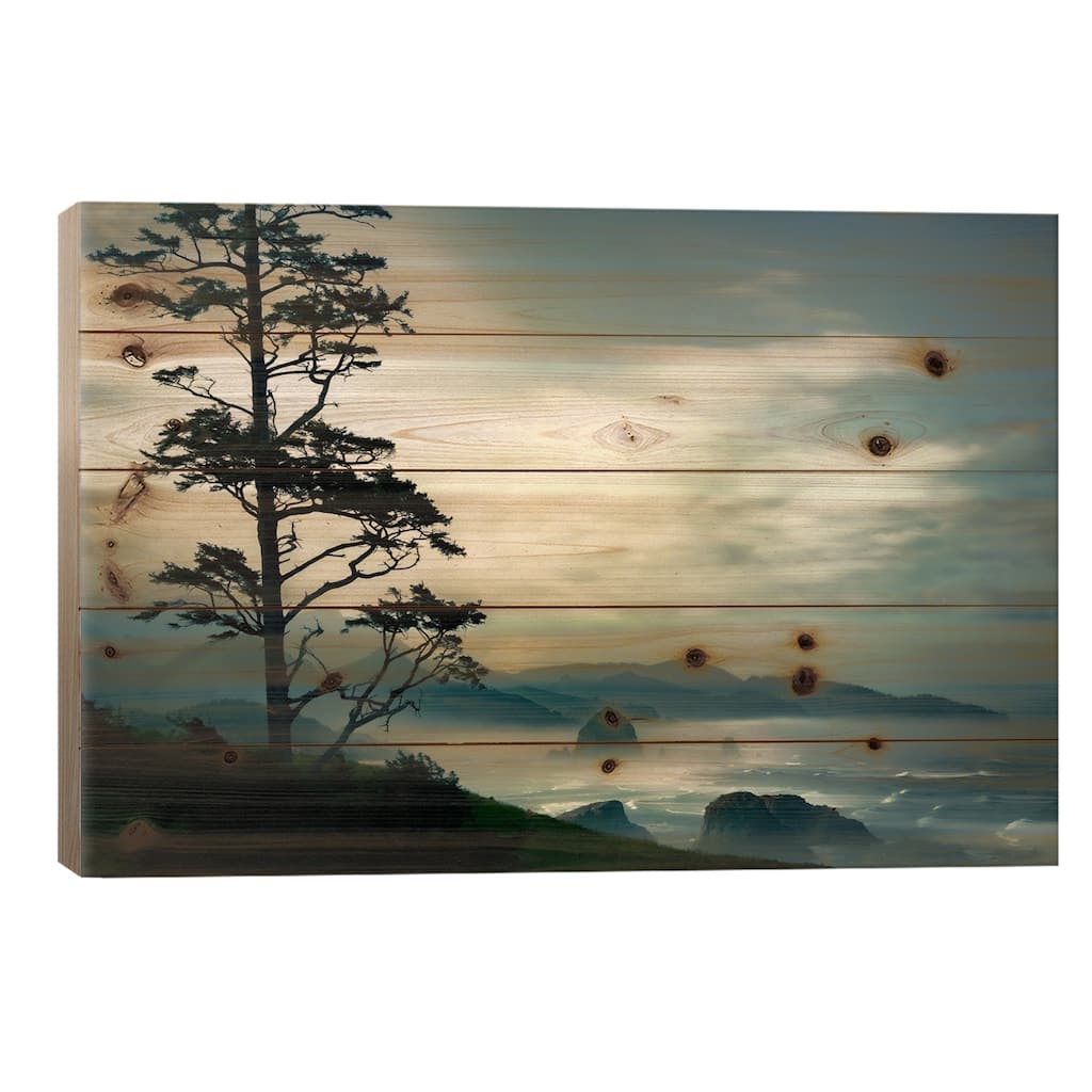 Beyond The Tree At The Overlook Print On Wood by Don Schwartz - Multi-Color
