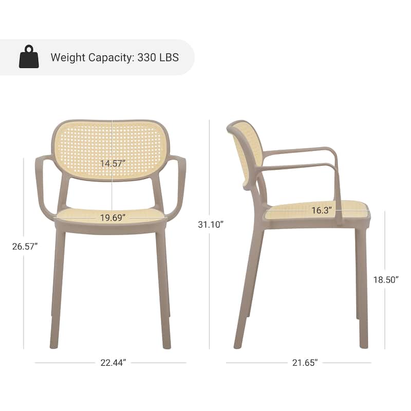 Art Leon Set of 2 Modern Stackable Indoor or Outdoor Dining Chair