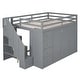 preview thumbnail 10 of 14, Gray Full Wood Loft Bed Frame with 4 Drawers, Cabinet & Two Wardrobes