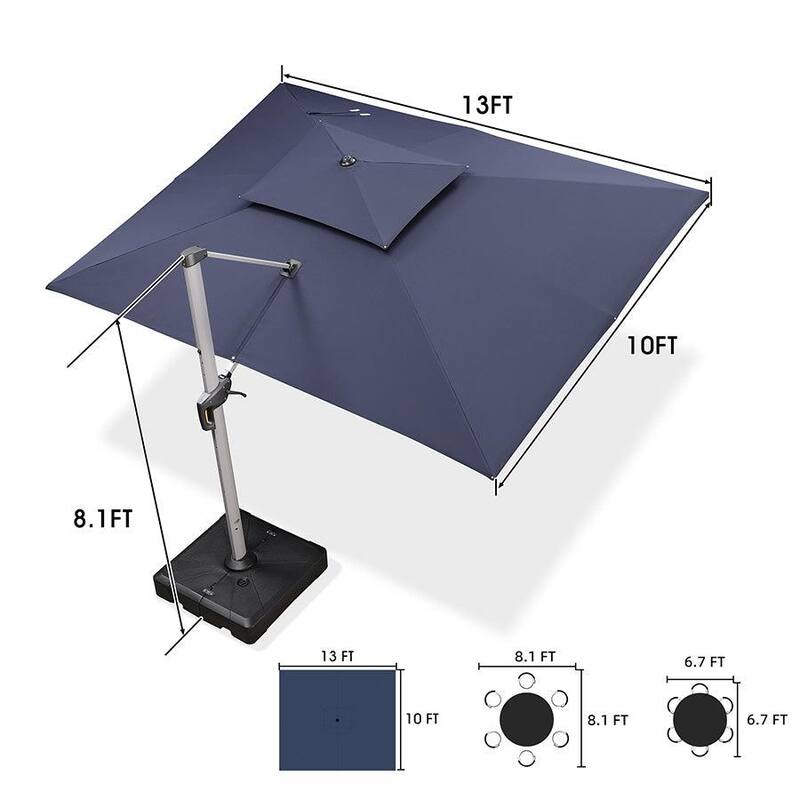 PURPLE LEAF 10 x 13ft Outdoor Rectangle Large Cantilever Umbrella