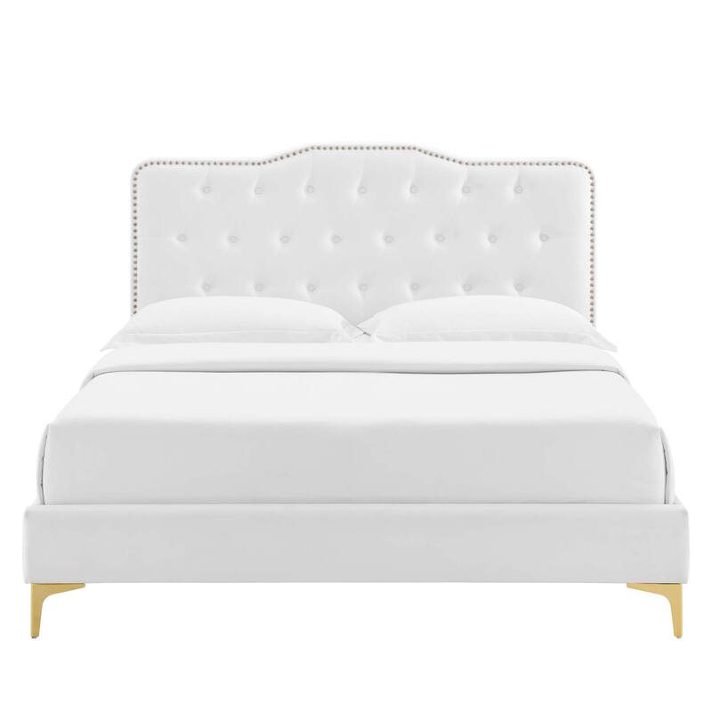 Amber Tufted Performance Velvet Twin Platform Bed