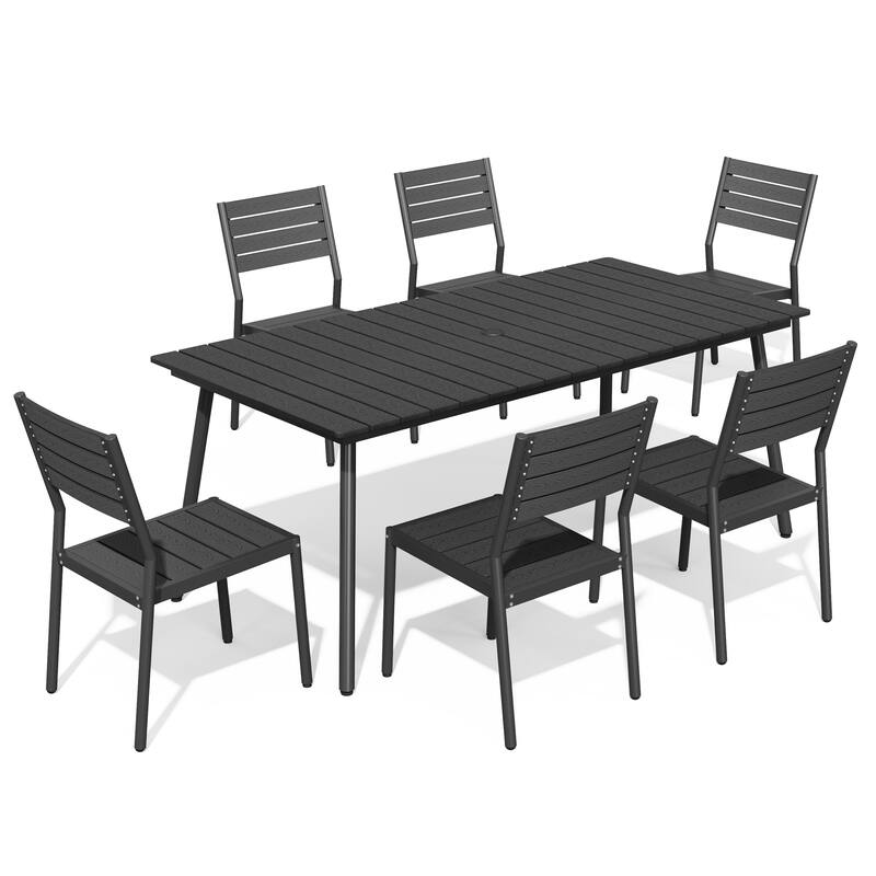7-Piece Outdoor Aluminum Rectangular Dining Sets Table with Chairs