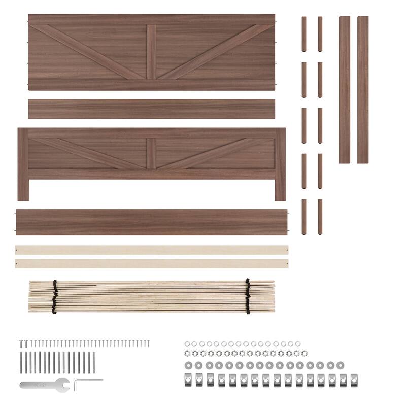 King/Queen Size Wood Platform Bed Frame With Headboard, Solid Wood Platform Bed, No Box Spring Needed, Easy Assembly