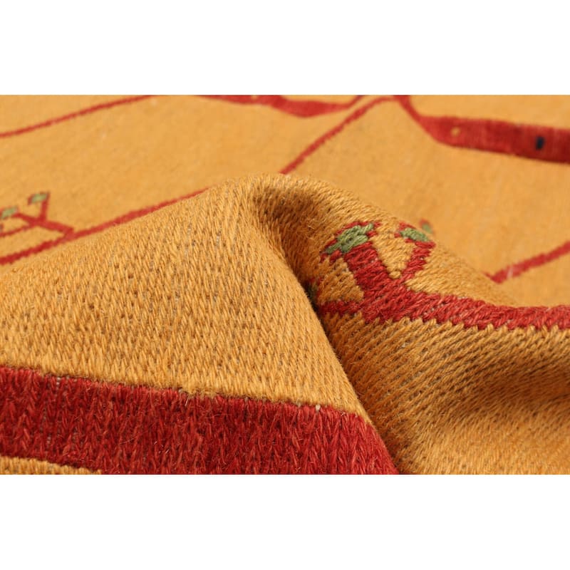 ECARPETGALLERY Flat-Weave Kashkuli Light Orange Wool Tapestry Kilim - 5'0 x 5'11