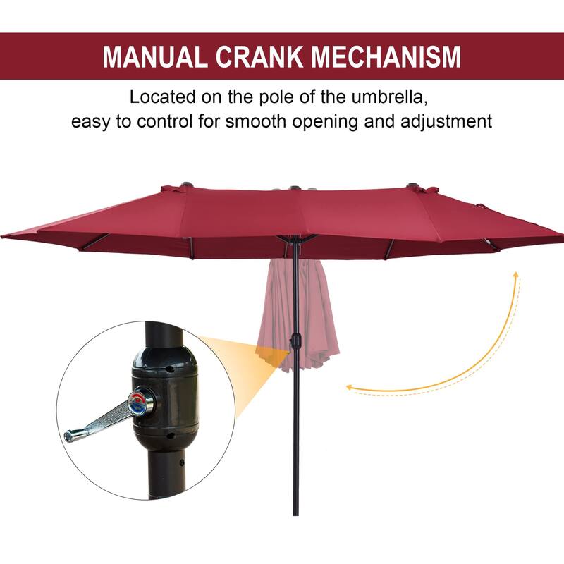 15ft Patio Umbrella DoubleSided Outdoor Market Extra Large Umbrella