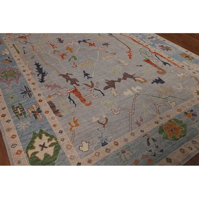 Grey Oushak Turkish Area Rug Handmade Vegetable Dye Wool Carpet - 7'11"x 9'9"
