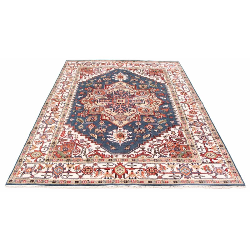 ECARPETGALLERY Hand-knotted Serapi Heritage Dark Blue Wool Rug - 8'11 x 12'0