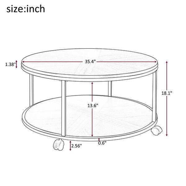Merax Round Coffee Table With Caster Wheels And Unique Textured Surface On Sale Overstock 30328580