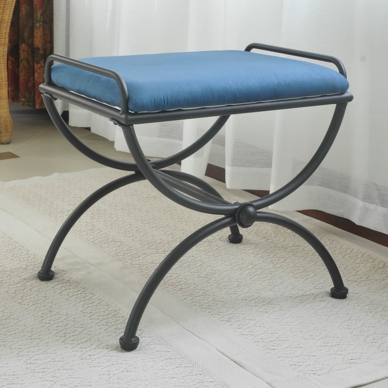 Cambridge Iron Vanity Stool with Cushion - Indigo