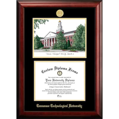 Tennessee Tech University 11w x 8.5h Gold Embossed Diploma Frame with Campus Images Lithograph