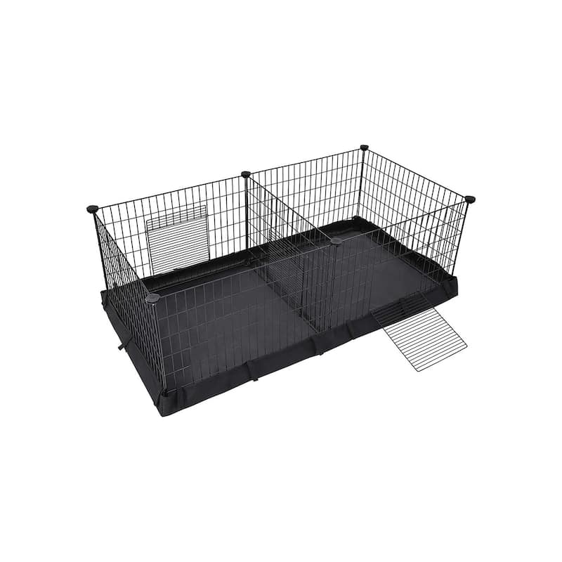 Black Metal Foldable Pet Playpen with Divider Panel for Indoor & Outdoor Use - 48.4"L x 24.8"W x 18.1"H - Black