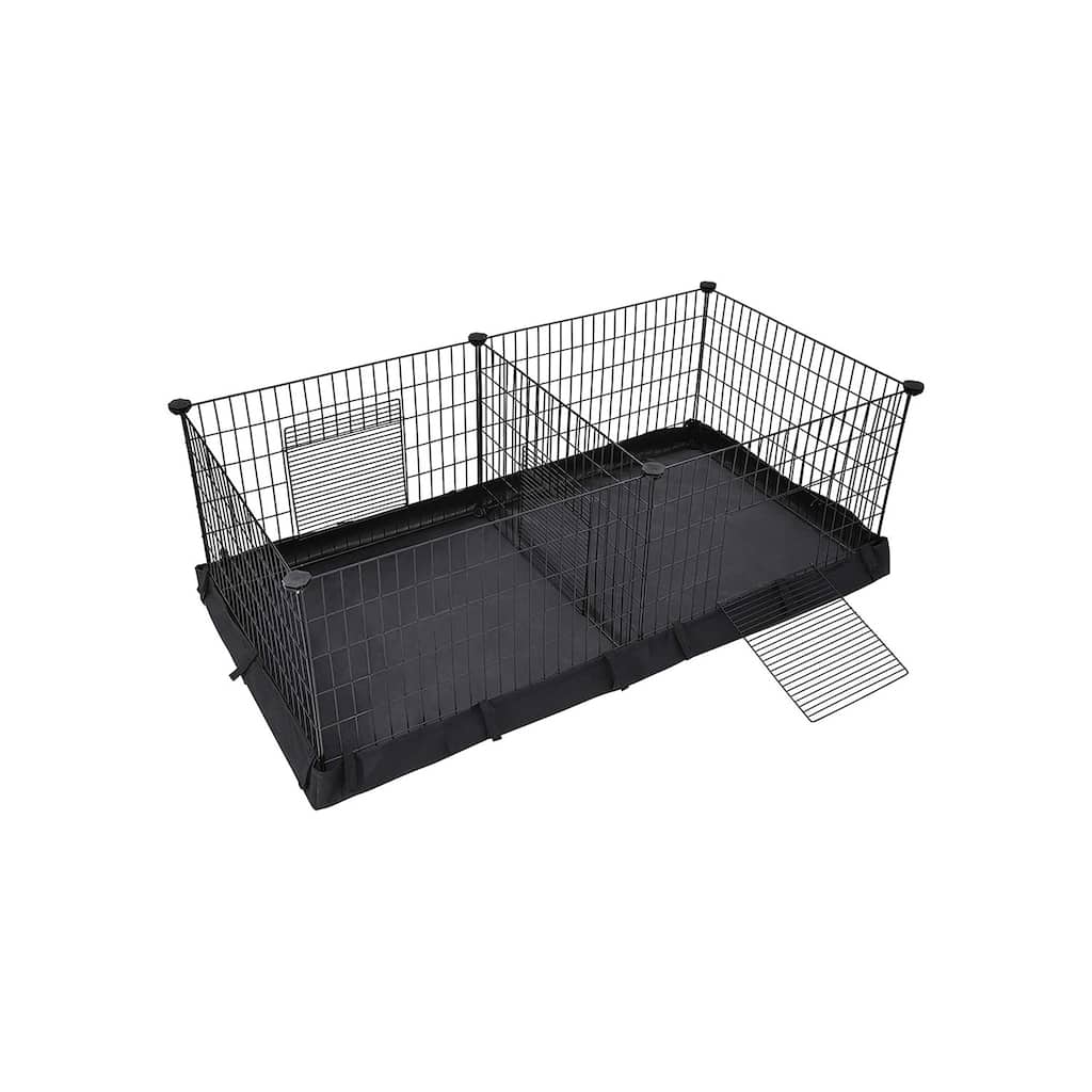 Black Metal Foldable Pet Playpen with Divider Panel for Indoor & Outdoor Use - 48.4"L x 24.8"W x 18.1"H